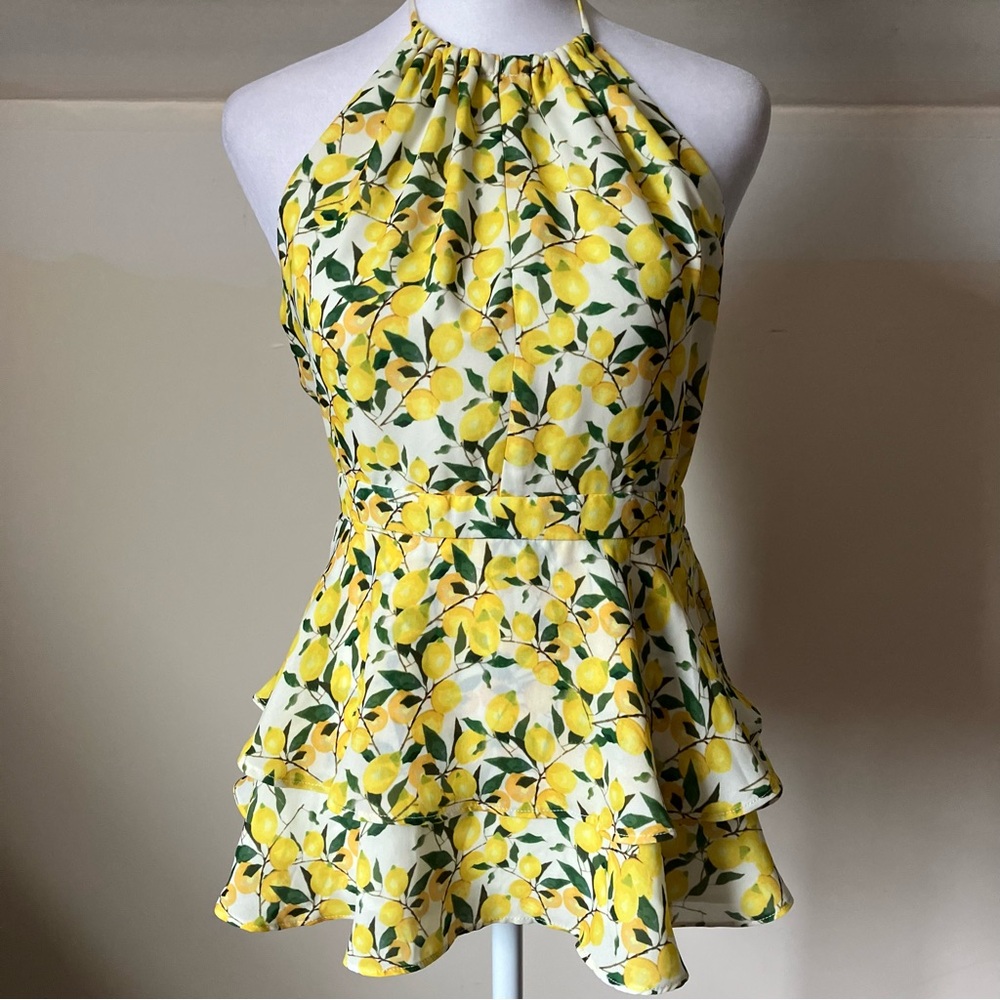Parker Yellow Lemon Open Back Halter Top Blouse size Small - Picture 6 of 10